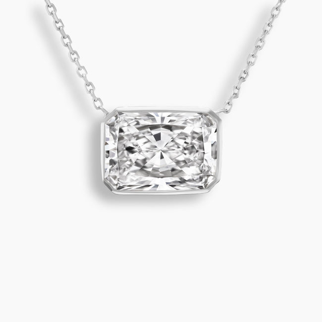East West Radiant Diamond Bezel Necklace
