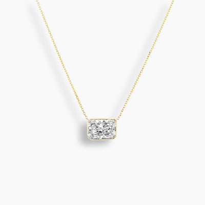 East West Radiant Cut Diamond Bezel Necklace