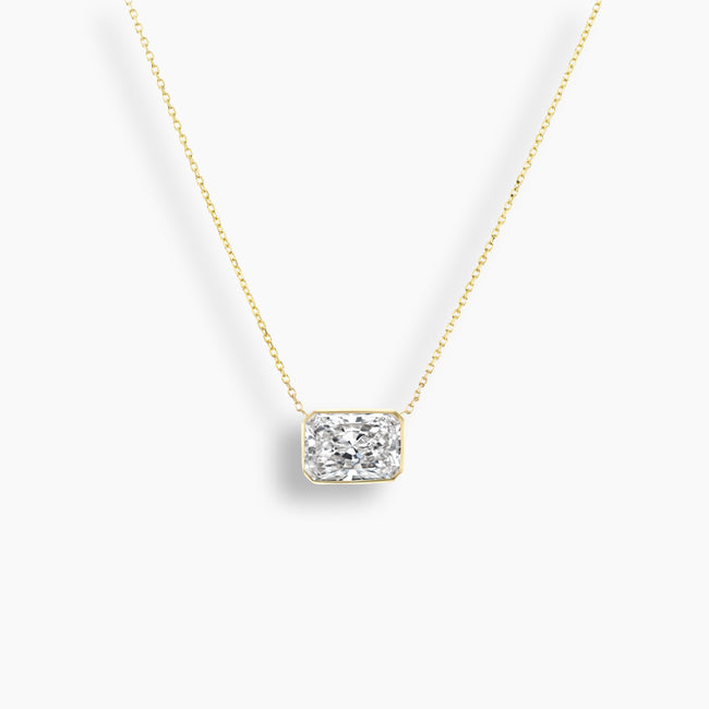 East West Radiant Diamond Bezel Necklace
