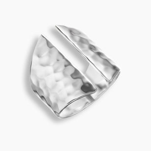 Sterling Silver Hammered Open Shield Ring
