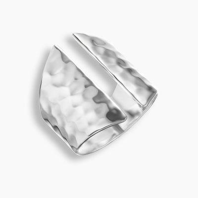 Sterling Silver Hammered Open Shield Ring