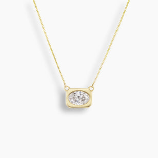 Bezel Frame Oval Diamond Necklace