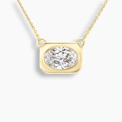 Oval Diamond Frame Necklace