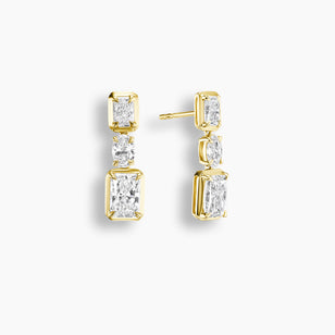 Radiant Cut Bezel Diamond Drop Earrings