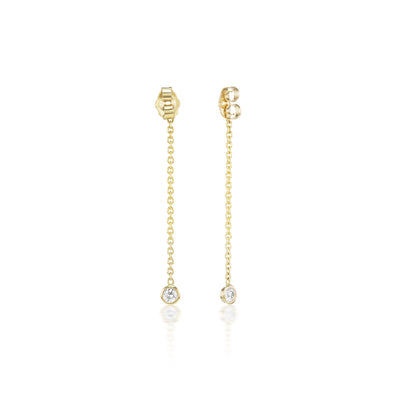 Bezel Diamond Chain Drop Earring Jacket