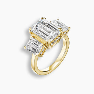 8.5 TCW Emerald Diamond Trilogy Ring