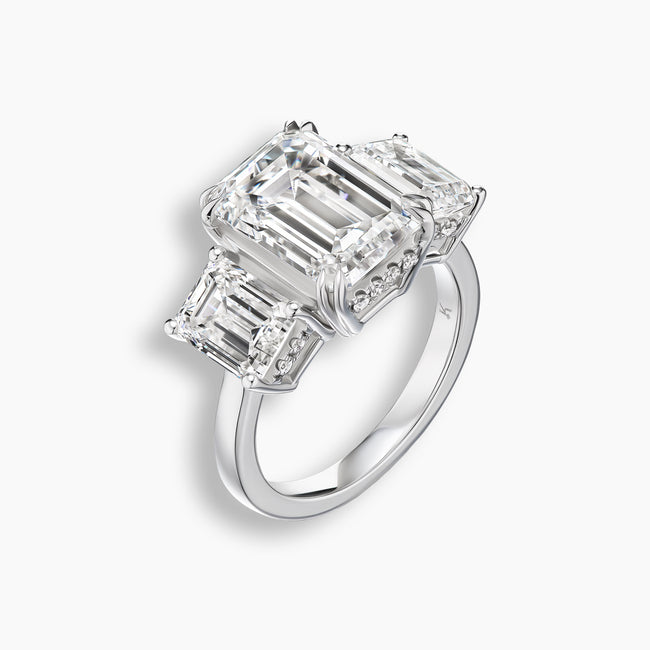 8.5 TCW Emerald Diamond Trilogy Ring