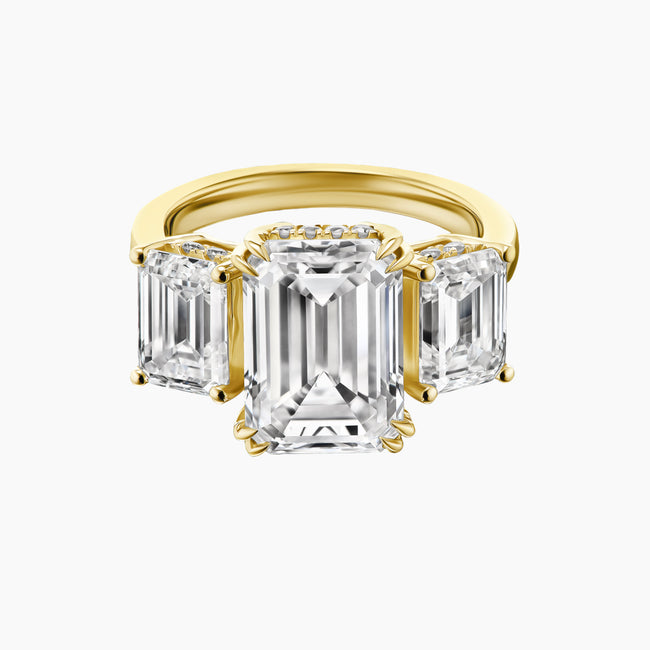 8.5 TCW Emerald Diamond Trilogy Ring