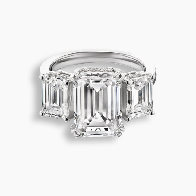 8.5 TCW Emerald Diamond Trilogy Ring