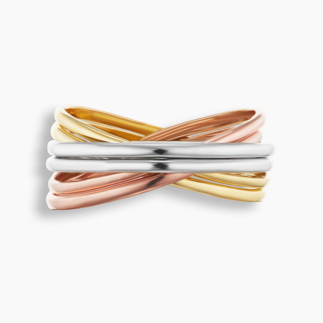 Tri-Color Double Trinity Ring – KBH Jewels