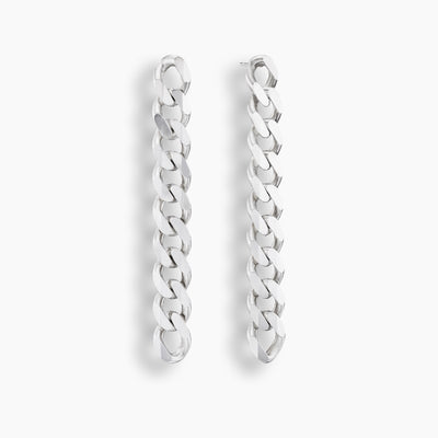 Pendientes de cadena con cuentas de varias hileras de plata de ley