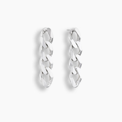 Pendientes de cadena con cuentas de varias hileras de plata de ley