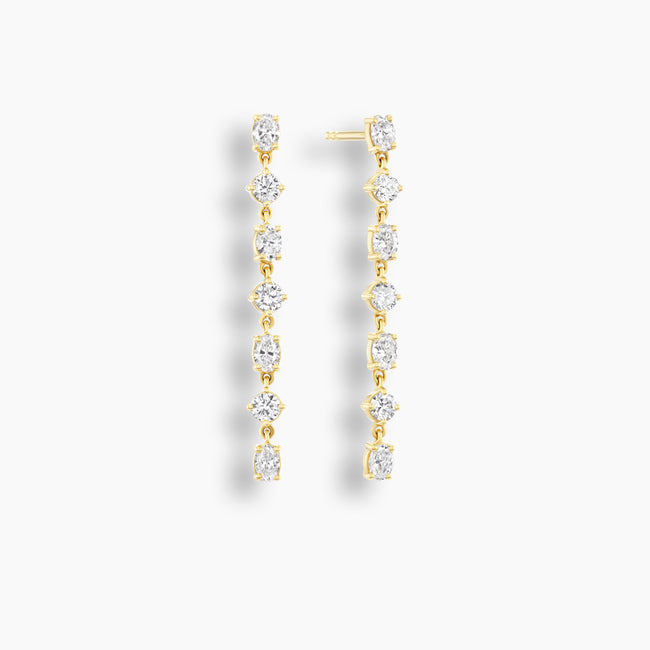 Mixed Shape Diamond  Drop Earrings