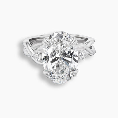 6.26 TCW Oval Diamond Twist Three Stone Engagement Ring