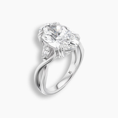6.26 TCW Oval Diamond Twist Three Stone Engagement Ring
