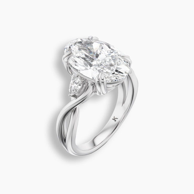 6.26 TCW Oval Diamond Twist Three Stone Engagement Ring