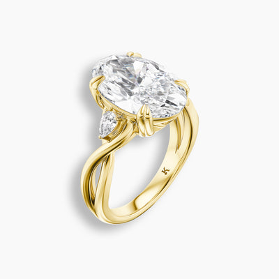 6.26 TCW Oval Diamond Twist Three Stone Engagement Ring