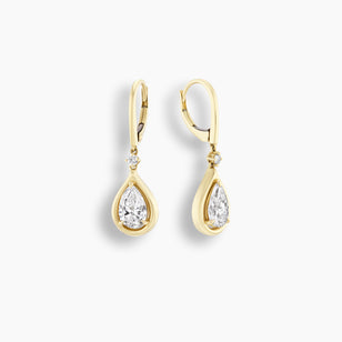 Pear Cut Diamond Bezel Teardrop Earrings