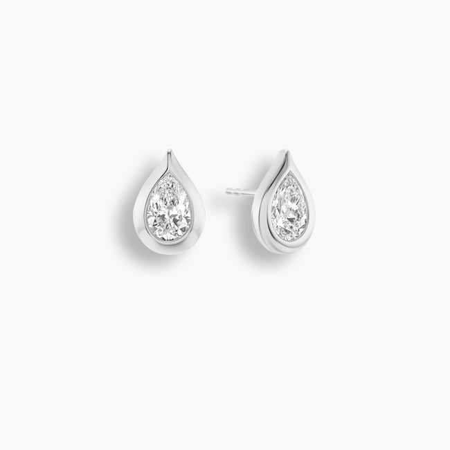 Pear Cut Diamond Bezel Teardrop Studs