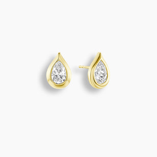Pear Cut Diamond Bezel Teardrop Studs
