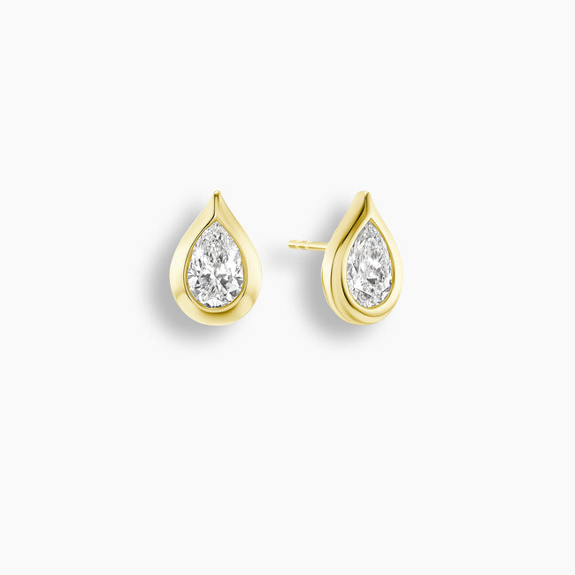Pear Cut Diamond Bezel Teardrop Studs
