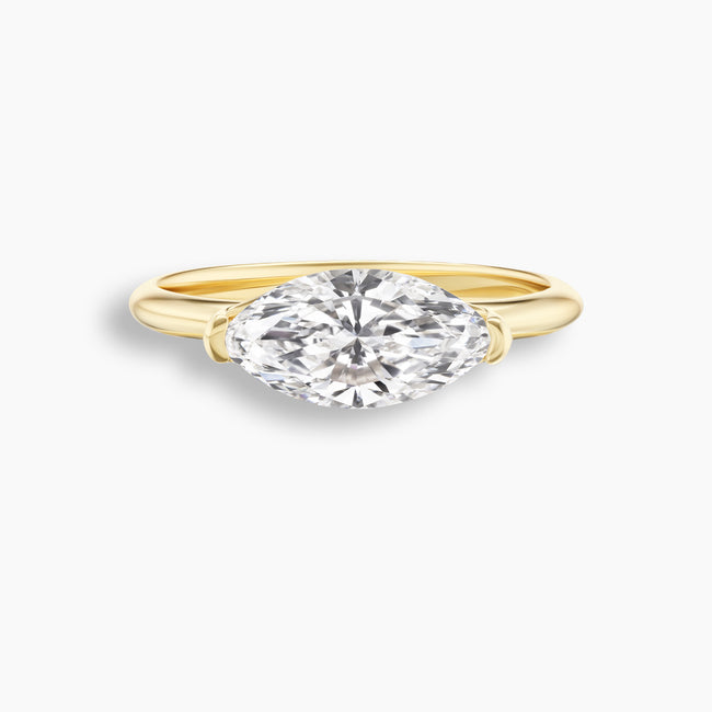 Marquise Cut Diamond East West Slim Pinky Ring