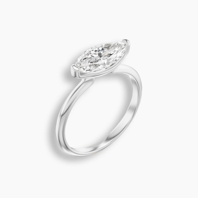 Marquise Cut Diamond East West Slim Pinky Ring