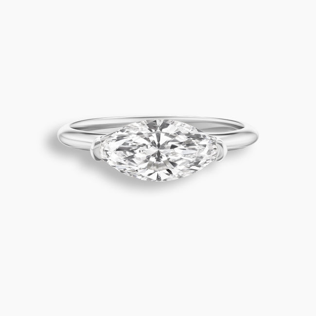 Marquise Cut Diamond East West Slim Pinky Ring