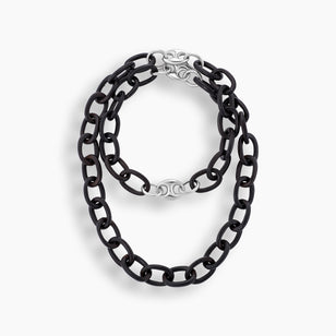 Ebony Wood & Sterling Silver Chain Link Necklace