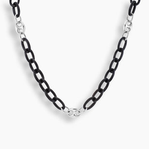 Ebony Wood & Sterling Silver Chain Link Necklace