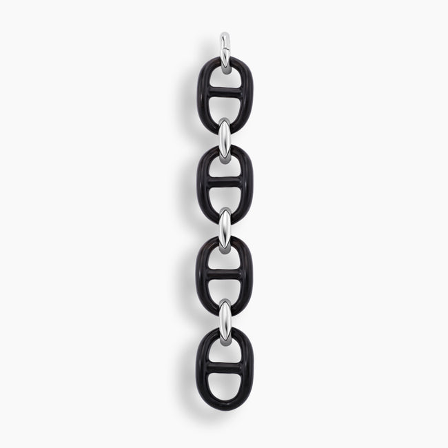 Ebony Wood & Sterling Silver Gucci Link Bracelet