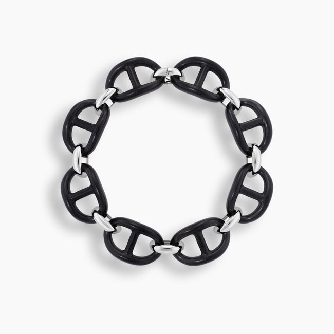 Ebony Wood & Sterling Silver Gucci Link Choker