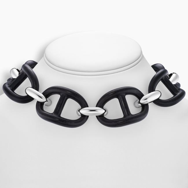 Ebony Wood & Sterling Silver Gucci Link Choker