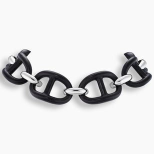 Ebony Wood & Sterling Silver Gucci Link Choker