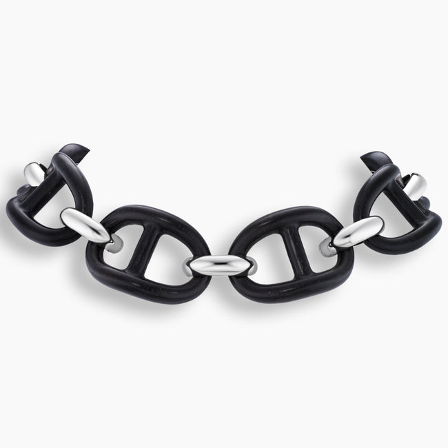 Ebony Wood & Sterling Silver Gucci Link Choker