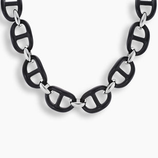 Ebony Wood & Sterling Silver Gucci Link Choker