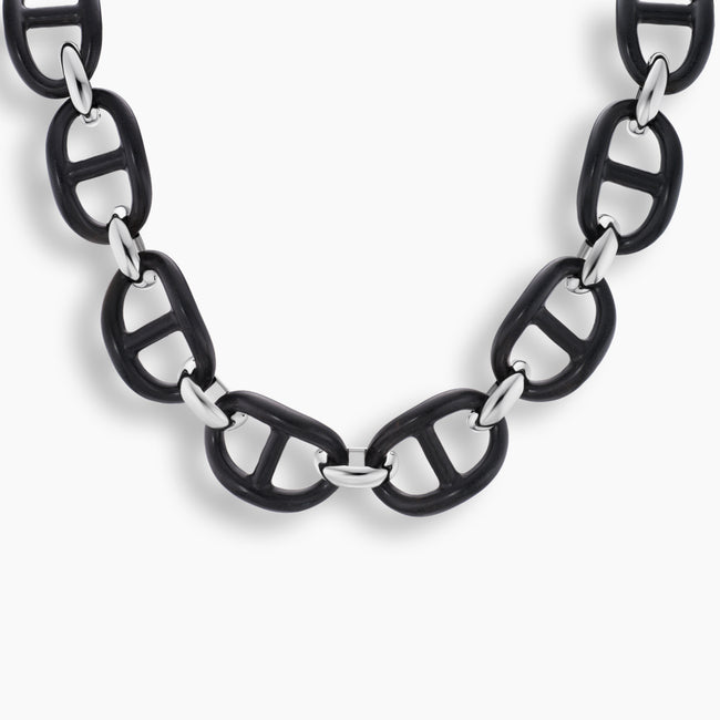 Ebony Wood & Sterling Silver Gucci Link Choker