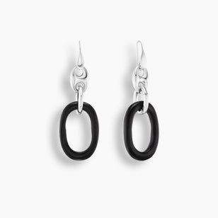Ebony Wood Link Drop Earrings