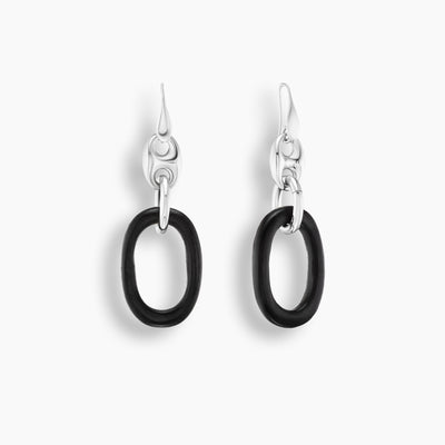 Ebony Wood Link Drop Earrings