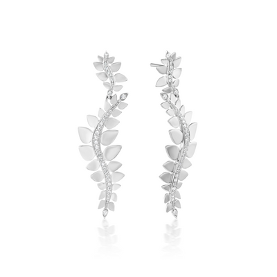 Black Tie Leaf Climber Earrings