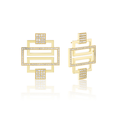 Pendientes Greca con diamantes decorativos