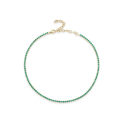 Collar clásico de tenis con esmeralda