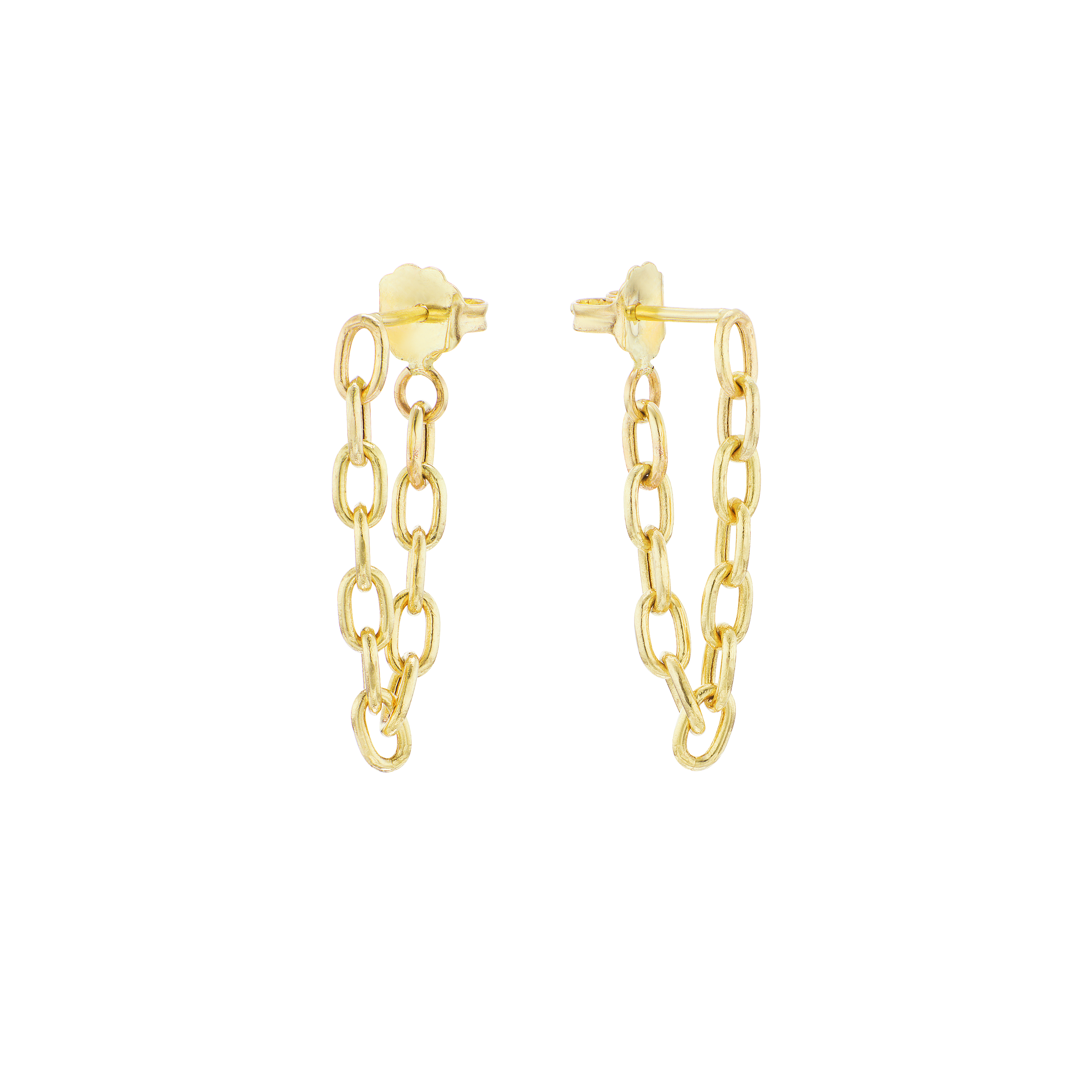 Mini Chain Link Loop Earrings Yellow Gold Single KBH Jewels