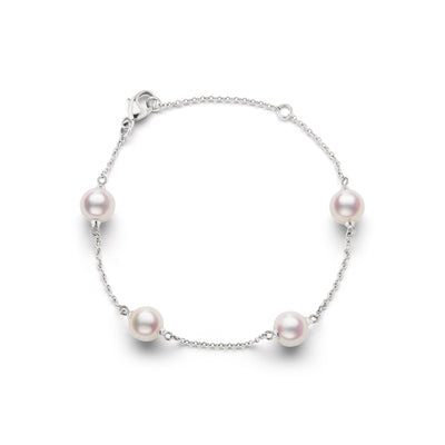 Pulsera de estación de perlas de Akoya