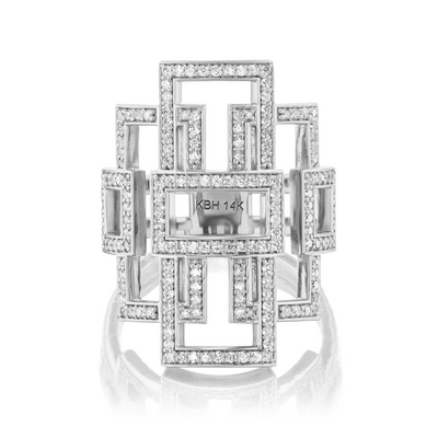 Deco Diamond Greca Ring