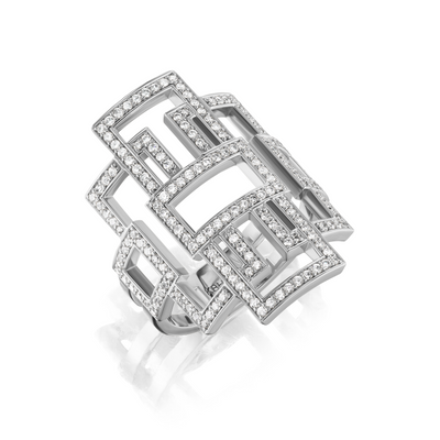 Deco Diamond Greca Ring