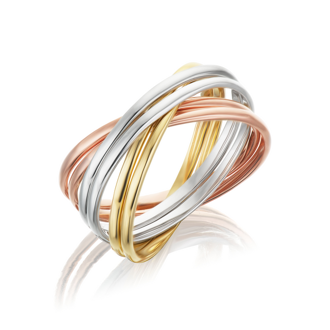 Tri-Color Double Trinity Ring
